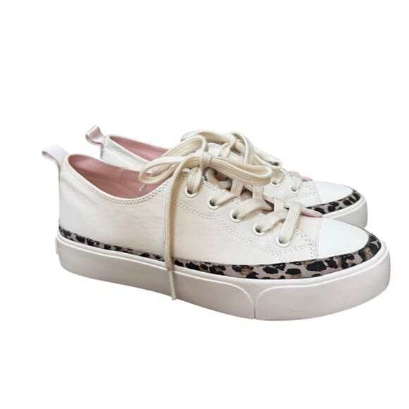 Kate Spade New York Natural Canvas Leopard Low Top  Sneakers Women's 6.5 EU 37 - Picture 2 of 7